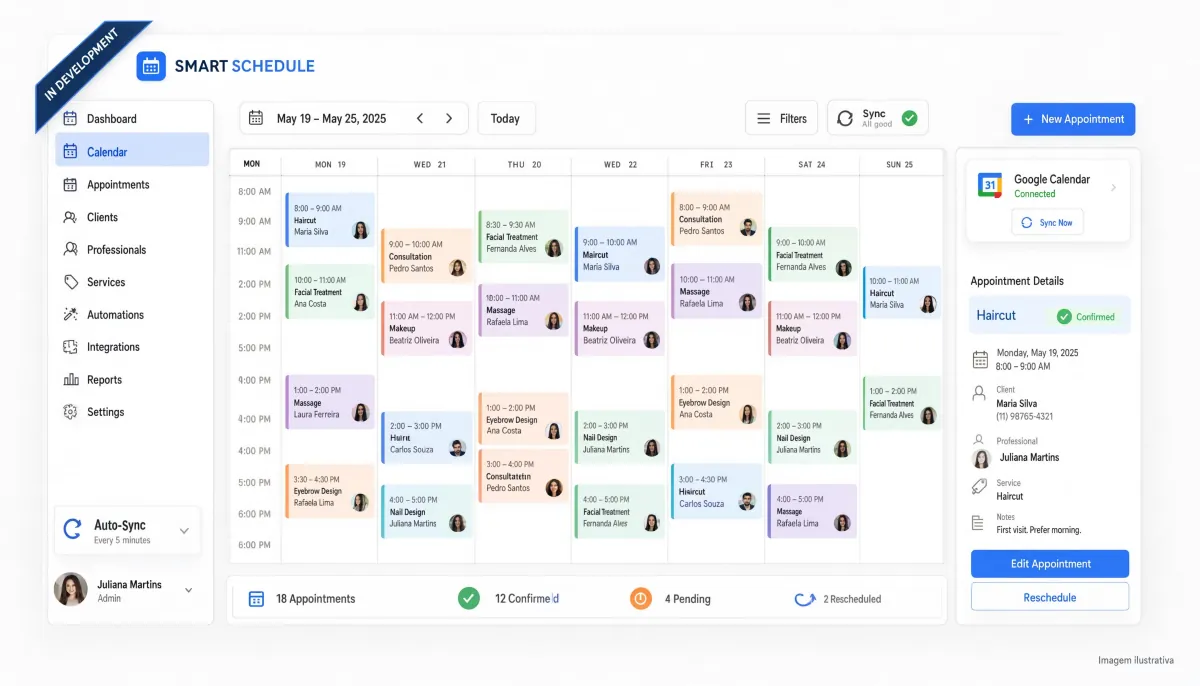 Captura de tela do Smart Schedule